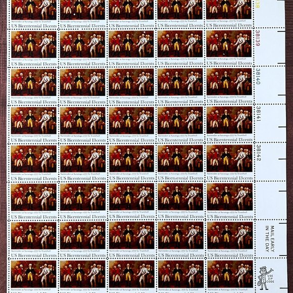 Surrender at Saratoga 1977 Postage Stamp Sheet, Unused Vintage USA #1728 - Picture 2 of 3